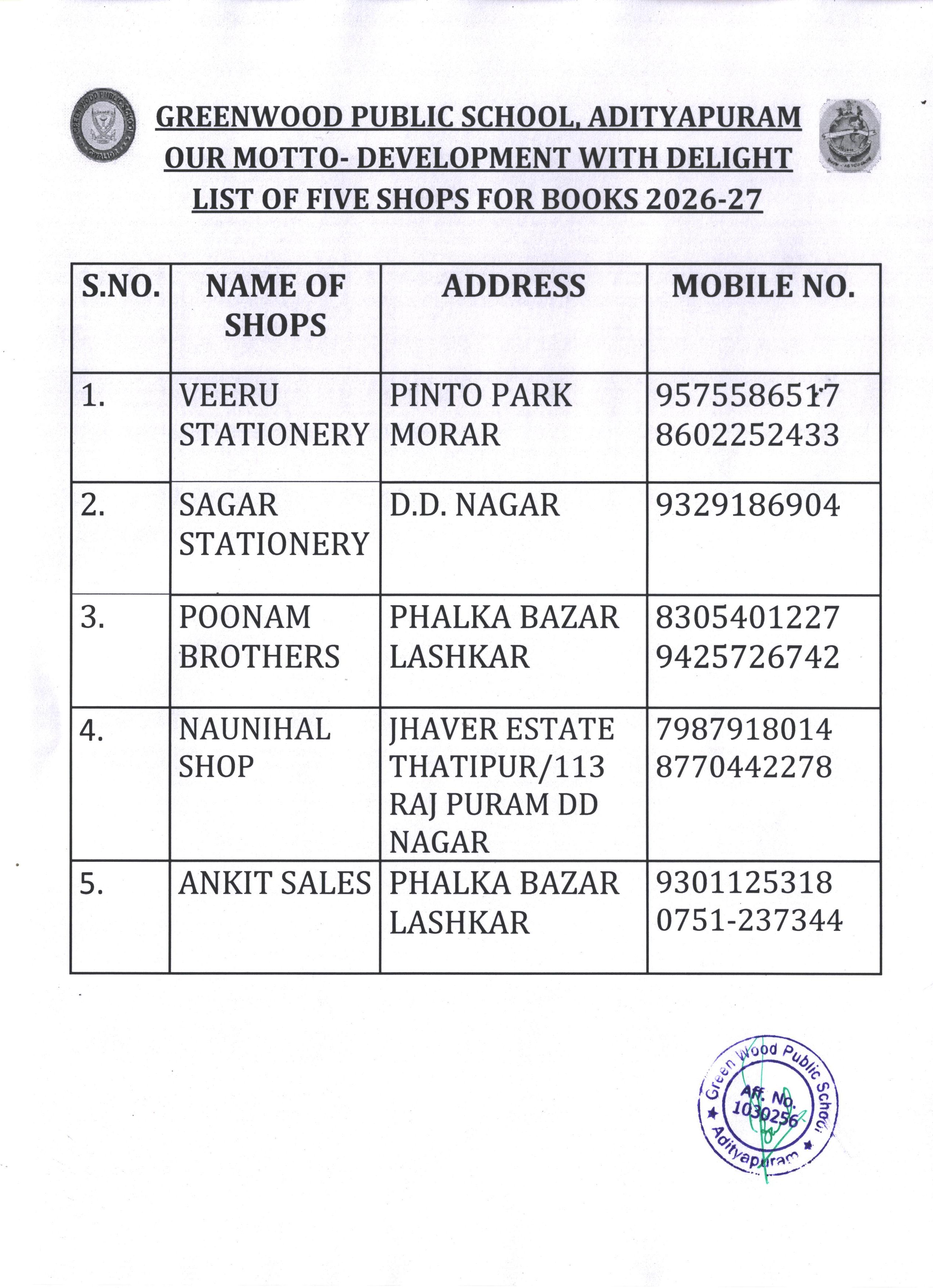 Books Shops List